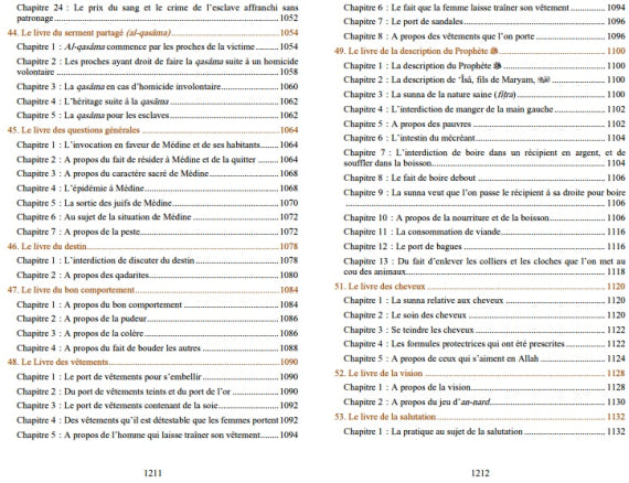 Al Muwatta' (Imam Mâlik) par Cheikh Al-Albânî - Éditions Al-Haramayn - Table des matières 2