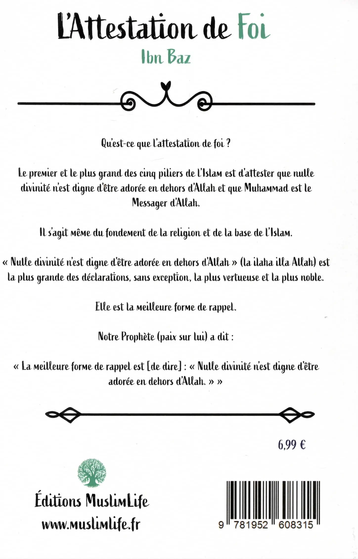 L’Attestation de Foi (Ibn Baz) - MuslimLife - Verso