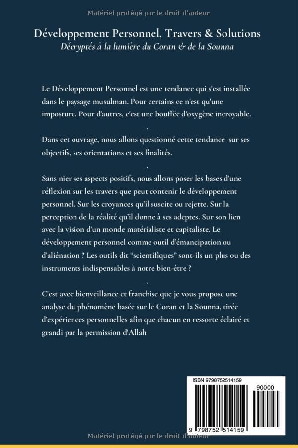 Développement personnel – Travers et solutions décryptés à la lumière du Coran et de la Sounna d'Abderrahman F. Irada & Ihsan Livre > Islam 9798752514159 Librairie Musulmane Al-imen