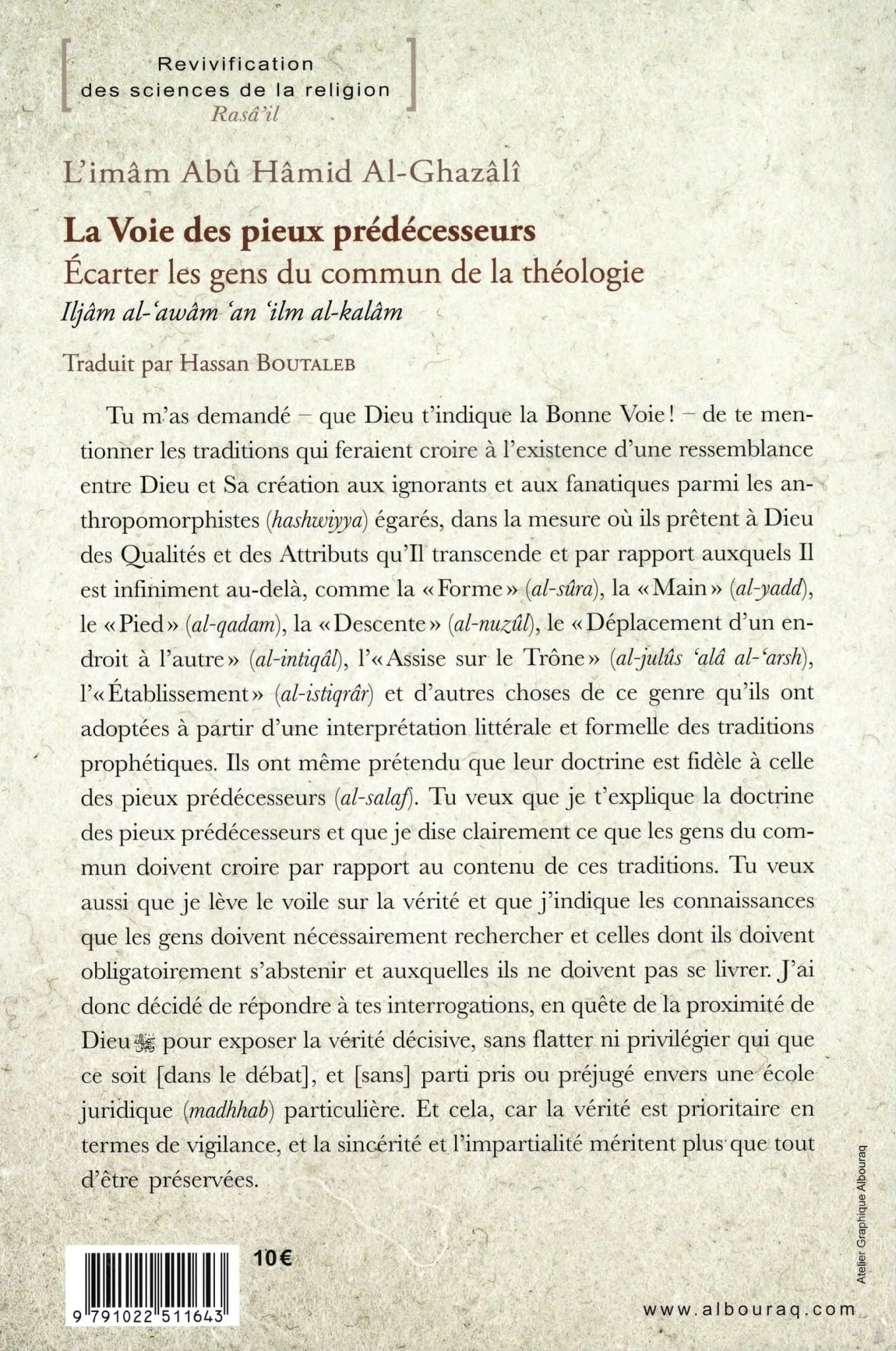 La Voie des Pieux Prédécesseurs par Abû Hamîd Al - Ghazâlî Al - imen