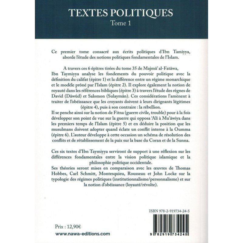 Verso du livre : Précis de grammaire de l'Arabe, de Ibn Jinnî, Bilingue (Français-Arabe)