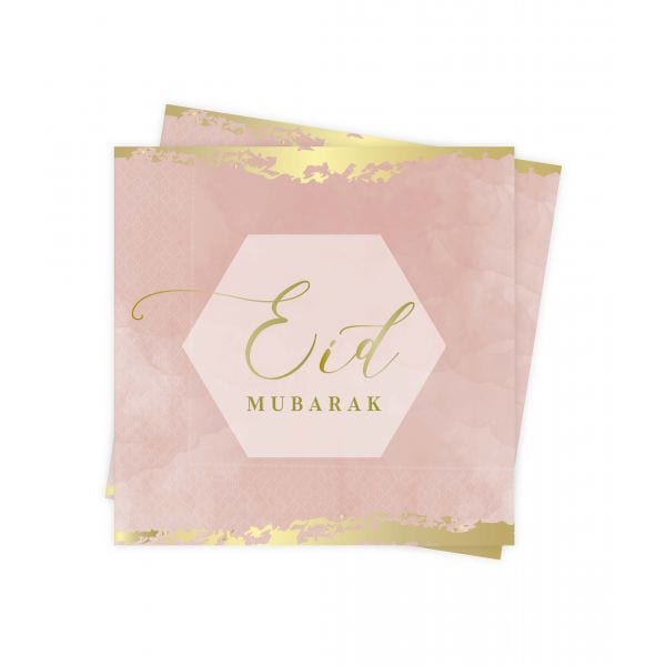 Serviettes Aïd Moubarak Hadieth Benelux Décorations Blanc/Or 6013844758758 Librairie Musulmane Al-imen
